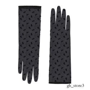 Chic Letter Embroidery Lace Gloves Sunscreen Drive Mittens Women Long Mesh Glove with Gift Box Black Mitten CYG23101704-6 187