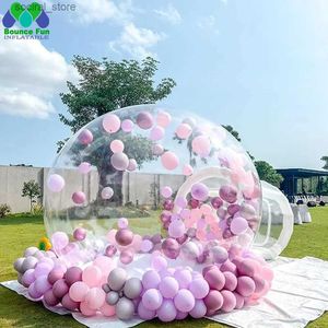 Leksakstält 3mdia transparent uppblåsbar bubbeltält 100% PVC Tält Bubble House med fläkt för festbröllop Clear Dome Balloon Garden Tält L240313