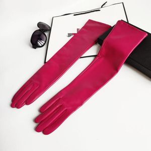 Langer Damenhandschuh aus natürlichem Schaffellleder, Damen-Fahrhandschuh aus echtem Leder mit Touchscreen, 45 cm, R2302260O