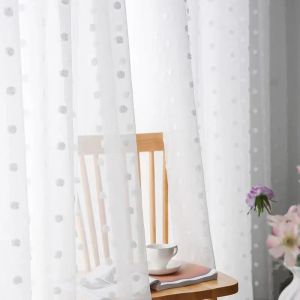 Curtains White Lace 3D Plush Point Window Curtains For Living Room Bedroom Bay Window Custom Panel Valances For Kitchen Tulle ZH03630