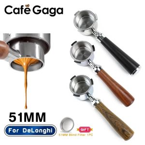 ツールコーヒーボトムレスポータフィルター51mm Delonghi EC680 EC685交換フィルターバスケットエスプレッソハインアクセサリーバリスタツール