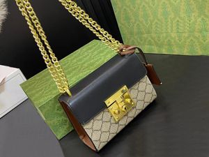 Designer Shoulder bags Padlock Moonlight Treasure Box women Fashion Chain Satchels handbags leather crossbody messenger bags Small size 20cm.