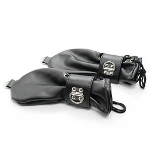 Fashion-Soft Leather Fist Mitts Gloves with Locks and D Rings Hand Restraint Mitten Pet Role Play Fetish Costume264S