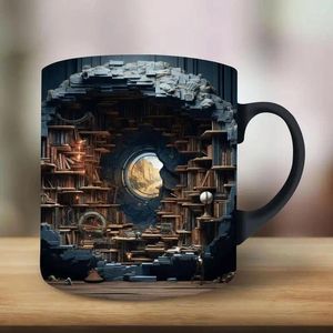 Muggar Ceramic 3D Library Bookhelf Mug Creative Space Design A Shelf Cup Bookworm 350 ml Coffee