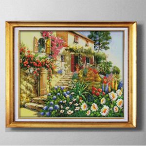 Garden Villa Beauty Cabin Diy Handmade Cross Stitch Needwork Set Broderi målningar räknade tryckta på duk DMC 14CT 11C215E