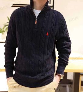 Suéter dos homens Mens Sweater Designer Polo Half Zipper Hoodie Manga Longa Malha Cavalo Twist High Collar Homens Mulher S Bordado Moda 663