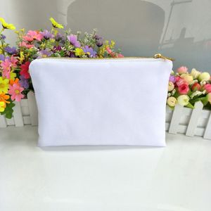 30pcs lot 7x10in blank white poly canvas 승화 화장 가방 골드 zip blank 흰색 폴리 화장품 가방 승화 prin283e