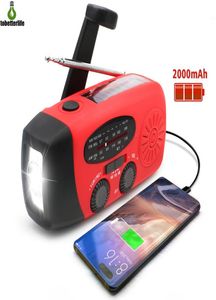 Solarlampa Multifunktionell nödsituation Radio Hand Crank USB laddningsbart väder 1 LED -ficklampa Power Bank Camping Light3264694