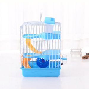 Burar Portable Hamster Cage Three Layer Hamster Travel Carrier Small Pets House för Gerbil Chinchilla Hamster Rat Guinea