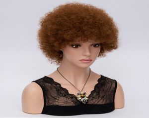 MSIWIGS Parrucche afro corte ricci crespi da donna Parrucche sintetiche marrone scuro per capelli America Parrucche cosplay africane2355546