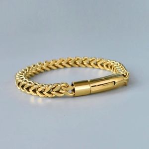 Mens smycken Hiphop flätad kölkedja rostfritt stål armband för män personliga festmeta smycken 240227