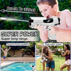 Elektriska vattenpistoler Högkapacitet Automatisk spray Toy Water Guns Pistol för 4-8 år åldrar Olds skjuter upp till 32 fot Summer Pool Party Spelleksaker för barn och vuxna