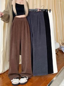 Women's Pants Dropping Feeling Suit For Women In Autumn 2024 Solid Grey White Casual High Waist Slim And Loose Wide Leg