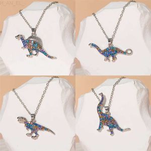 Hänge halsband Nya 8 stilar färgglada kristall dinosaurihänge halsband pterosaur tyrannosaurus triceratops velocipes charm choker för kvinnor l24313