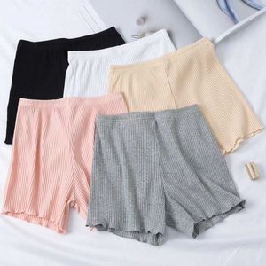 Kvinnors shorts Bomullshorts rufsade trepunkts säkerhetsbyxor Kvinnor yttre slitage Leggings Tråd Ribbad randig stretchig underpantl24313