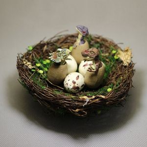 Nuovo-Uova di dinosauro nidi gnomo da giardino fatato muschio terrario decorazioni per la casa artigianato bonsai miniature animali figurine fai da te forniture263u