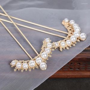 Hårklipp Handgjorda imitation Pearl Diy Sticks For Women Vintage Chinese Style Metal U-formade pinnar Hanfu Hairpin
