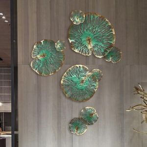 Iron Art Lotus Leaf Metal Decorative Plates Decoration Creative Home Sofa Background Wall Interior Soft plate3204