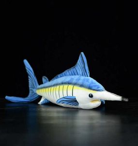 46 cm Blue Marlin Makaira Nigricans Realistico peluche ripiene Vita reale Animali marini morbidi Bambole di simulazione di pesci per regalo per bambini Q07274138504