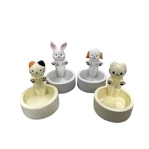 Creative Cartoon Cat Rabbit Candle Holders Resin Decorative Kitten Warming Paws Candlestick Gift for Cat Home Decor