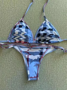 Jogue Hot Swimsuit Grid Bikini Conjunto Women Stripe Swimwear Fast Shipping Bathing Sits Sexy S-XL