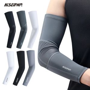 Hiserwa Ice Silk Arm Sleeve UV Protection Cycling Sleeves Men Men Arm Arm Elbow Cover Outdoor Breasable Sleeve Cuff 240312