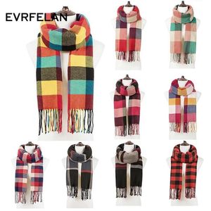 Scarves Evrfelan Brand Designer Scarf Women Luxury Winter For Men Plaid Long Ladies Knit Shawl 60 Style Female224k