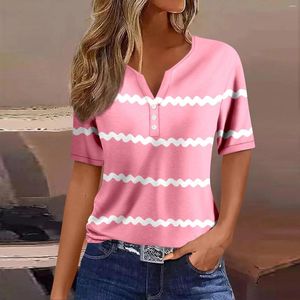 Mulheres Polos Mulheres Tops Pescoço Botões Sexy Camisas Manga Curta Blusas Elegantes Impressão Geométrica Moletons Roupas Exercício Desgaste