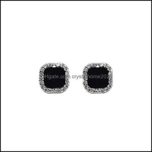 Stud Studs Brinco para Mulheres Designer de Moda Preto Vermelho Onyx Luxo Jóias Quatro Folhas Trevos 925 Sterling Sier Banhado Encantador Acc Otcth