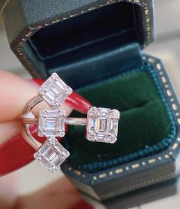 INS TOP SELL Wedding Rings Wedding Rings Luxury Jewelry 925 Sterling Silver T Princess Cut White Topaz Cz Diamond Party Women Open Justerbar ringgåva