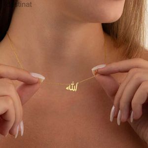 Hänge halsband personlig bokstav älskar gud tålamod i arabiska halsband kvinnor islamiska smycken rostfritt stål allah hänge collier femme bffl242313