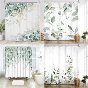 Cortinas Changchun Folha Cortina de Chuveiro Suculenta Cortina de Banheiro Lovebird Banheiro Poliéster Tecido Impermeável Ganchos Decorativos