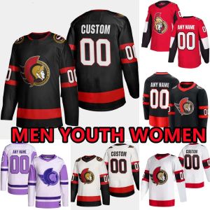 Özel Hokey Formaları Ottawa''Senators''''Mens 7 Brady Tkachuk 45 Parker Kelly 9 Josh Norris 57 Shane Pinto 85 Jake Sanderson 33 Cam Talbot 16 Austin Watson 2 Artem Zub