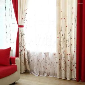 Curtain Pastoral Curtains For Living Room Bedroom Drapes Custom Red Semi Light Window