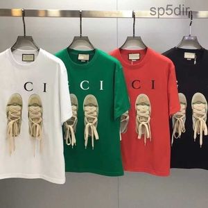 Mens T-shirt Luxury Cotton Laces G-letter European Sports Shoe Pattern Printed Men Women Round Neck Classic Ucci Designer H821