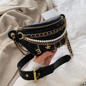 Sacos de cintura Saco de moda coreana Mulheres Packs Tendência Preta Meia Lua Cruz Corpo Grande Capacidade Fanny Pack para