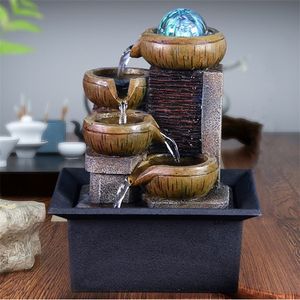 Prezenty Desktop Fountain Fontanna Przenośny zestaw Waterfall Tabletopa Zestaw rozluźnienia Zen Medytacja Lucky Fengshui Dekoracje domu 22265c