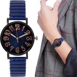 Armbandsur med lyxiga kvinnors klockor Fashion Elastic Steel Strap Royal Blue Wristwatch Casual Sport SimpleStyle Quartz Watch for Women