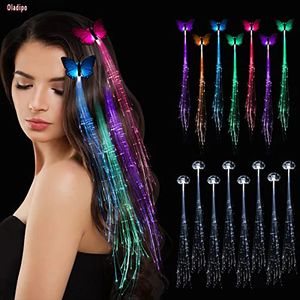 Girls Color LED Light Up Braid Luminous Silk Braids Styling Tool Fiber Optic Hairpin Decor for Halloween Party Bar Wedding 240226