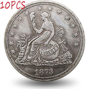 10pcs amerykańskie monety 1873 Zestaw monety kopiowania siedzący liberty handel antyki sztuki kolekcjonerski 2690