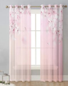 Zasłony Spring Cherry Blossom Różowe płatki sypialnia Przezwrotne zasłony okienne Zasłony Tiulowe Zasłony Drapy do hotelowej kuchni
