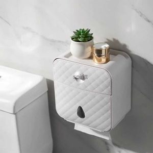Toilet Paper Holders Toilet Paper Holder Waterproof Towel Wall Mounted Storage Box Bathroom Accessories Tray Roll Tube Punch-Free Double-Layer 240313