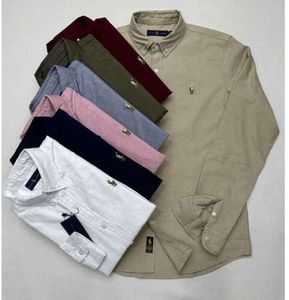 2024 Mens casual polo Ralph manica lunga primavera e autunno business cotone Oxford non ferro sottile Paul camicia formale di alta qualità 9fhs