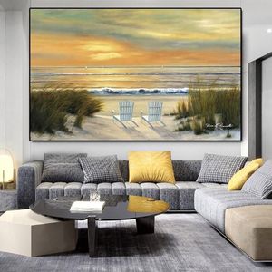 Paintings Sunset Sandy Beach Posters And Prints Sea Landscape Canvas Painting Wall Art Pictures For Living Room Coastal Decor No F282F