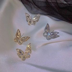 Dangle Earrings Korean Style Fashion Butterfly Earringチャームガールラインストーンゴールドメッキロマンチックレディウェディングパーティージュエリー