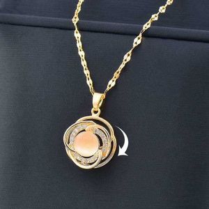 Designer Pendant Necklaces Pendant Necklaces LEEKER Classic Rotatable Spinner Stainless Steel Necklace For Women Rose Gold Color Fashion Jewelry Arrival 855 LK2 c