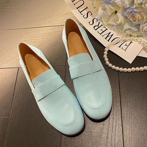 Casual Shoes Mkkhou Fashion Loafers High Quality Real Leather Round Head Gold Button Comfort Soel Daily Light