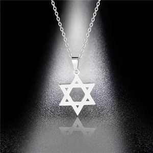 Pendant Necklaces Men Women Trendy Mogan David Star Pendant Necklace Israel Je Stainless Steel Chain Star of David Heart Bear Choker JewelryL242313