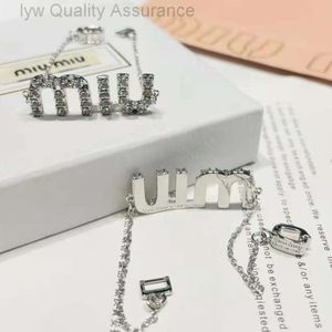 M Family Designer Miumiu Bracelets Letter Full Diamond Bracelet Copper Plated Platinum With Double Steel Stamps Luxurious High Grade Female Handwear