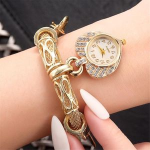 Women's Bracelet Watch Love Heart Dial Stainless Steel Crystal Luxury Strap Watches Analog Wristwatch Ladies Girls Reloj Gift292d